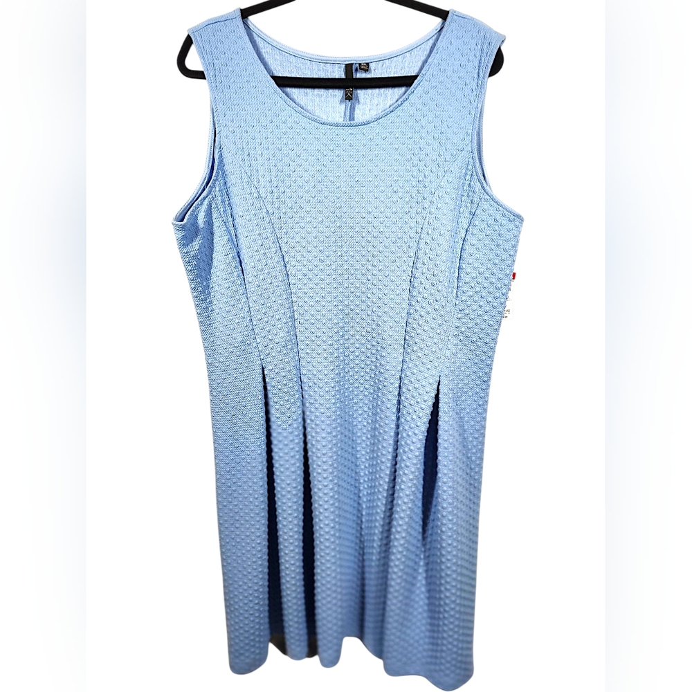 NWT Plus Size Light Blue Fit & Flare Dress XXL – Sleeveless Textured Knit, Work